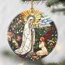 Lady of Lourdes Christmas Ornaments: Christmas Tree Ornaments, Virgin Mary Religious Holiday Decor, Catholic Home Decor, Stocking Stuffers, Gift Ideas, Religious Gifts & Faith Gifts for Christian (Nativity Design 4)