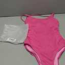 ZAFUL Women's One Piece Swimsuit Lace Up Tie Back Bathing Suits Ribbed Fully Lined Tummy Control Scoop Neck Padded Swimwear (Hot Pink 1) S