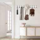 IBosins 34'' Coat Rack Wall Mount with 10 Tri-Hooks, Heavy Duty, Vintage White Color Wood Coat Hanger, Rustic Coat Hooks Rail for Entryway Living Room Coat Scarf Bag Towel Hat