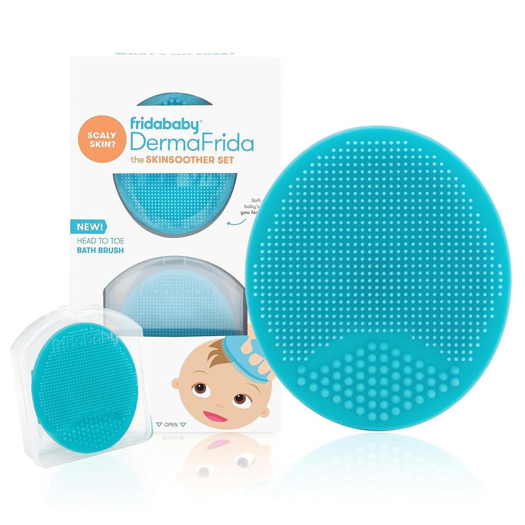 Frida Baby DermaFrida The SkinSoother Baby Bath Brush, Cradle Cap Brush For Babies, Baby Essential for Dry Skin, Cradle Cap Treatment and Eczema, 2 Pack