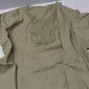 LOMON Womens 3/4 Sleeve Tops Cotton Linen Shirts V Neck Lace Casual Loose Fit Blouses Boho Fashion (Army Green 02) 3XL