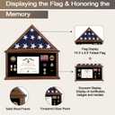 Large Burial Flag Display Case American Flag Solid Wood Display Case Fits 5 X 9.5 Folded Flag Military Shadow Box with Tempered Glass and Certificate Holder , Walnut Finish