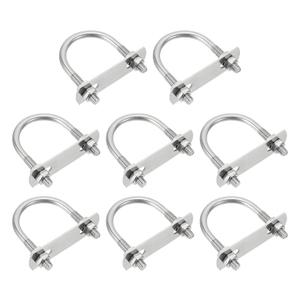uxcell M6 U-Bolts, 8 Sets 38mm(1.5") Inner Width 59mm Length 304 Stainless Steel Round Bend U Clamp with Nuts and Plates for Ski Boat, Fishing Boat