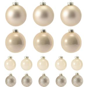 Vicenpal 16 Pcs Champagne Glass Christmas Balls Ornaments Set Glass Christmas Tree Decoration Xmas Tree Hanging Bulbs Ornaments for Xmas Home Decor Party