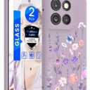 Yucenx for Motorola G Stylus 5G 2025/2026 Case with 2X Tempered Glass Screen Protectors, Girls Women Florals Liquid Silicone Phone Case, Shockproof Anti-Scratch Soft Protection Case (Colorful)