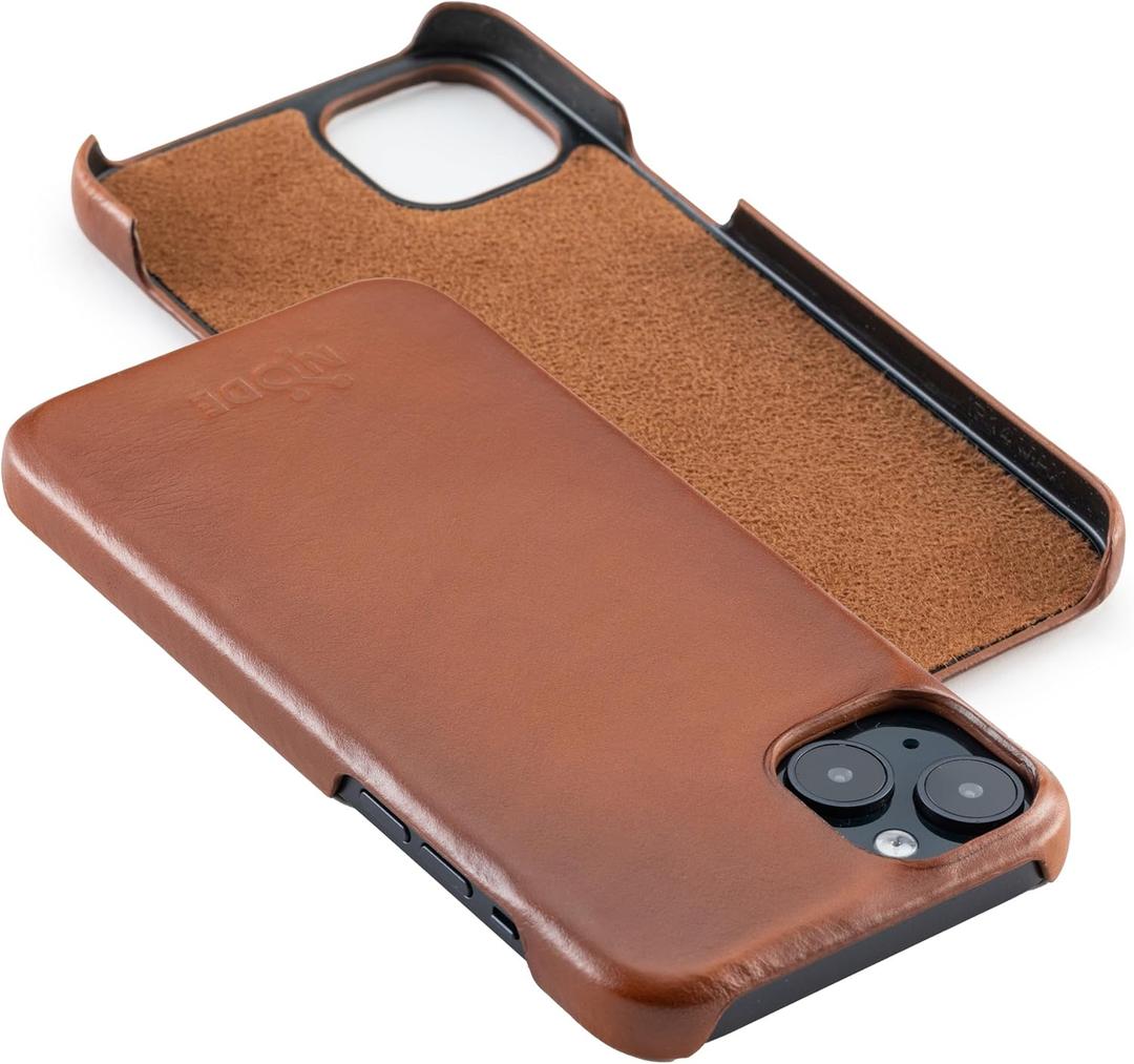 | iPhone 14 Plus Leather Case with Magsafe - Genuine Leather iPhone 14 Plus Case | Premium Full Grain Leather Case for iPhone 14 Plus Brown