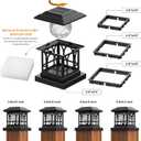 Fence Post Solar Lights, Crackle Glass Solar Post Cap Lights, 20 Lumens, Warm White & RGB Automatic Cycling 2 Modes for 3.6x3.6 4x4 4.5x4.5 5x5 Vinyl Wooden Posts Decoration, Black (6 Pack)