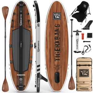 TIGERXBANG Paddle Board, 10.8' Stand Up Paddle Board with Premium Complete Inflatable SUP Accessories, Extra Wide Paddleboards for Adults & Kids-Pandora Collection
