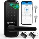 Smart Door Lock, OLUMAT Keyless Entry Door Lock Fingerprint Door Lock with Keypad Digital Lock with Handle for Home, Rental, Garage, Office and Hotel Black Smart Lock