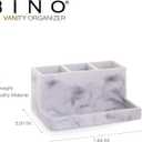 BINO | Multi Purpose 3 Compartment Organizer with Tray | Makeup Brush Holder Makeup Brush Organizer Holder Toothbrush Marble Bathroom Accessories (Matte Marble)