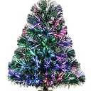 24inch Pink Fiber Optic Christmas Tree,Pre-Lit Artificial Mini Christmas Tree, Tabletop Small Xmas Tree with Stars Holiday Home Decorations