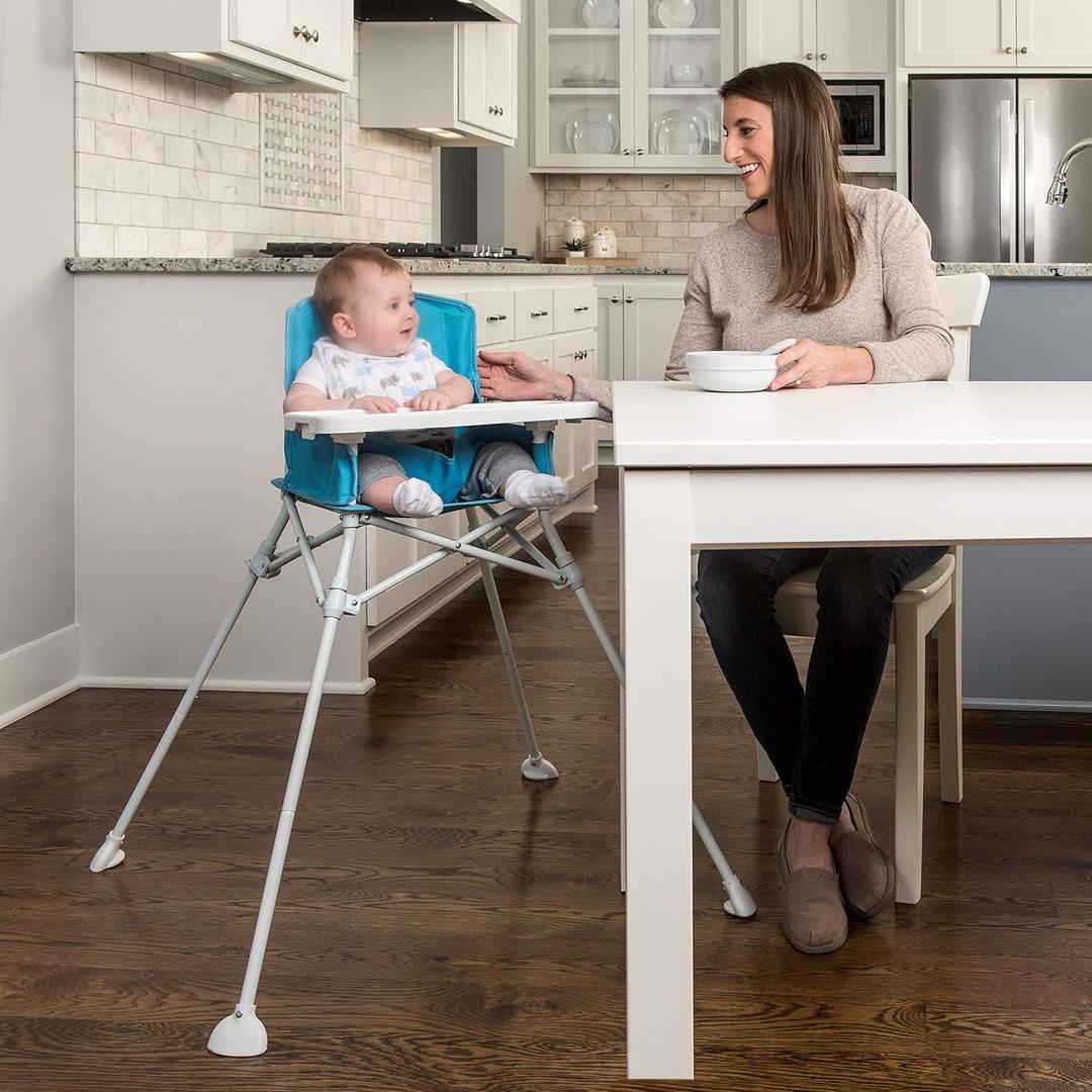 Regalo My Portable High Chair, Foldable High Chair for Babies & Toddlers, Indoor/Outdoor Baby Chair, Travel High Chair with Tray & Cup Holder, Aqua 2 Packs