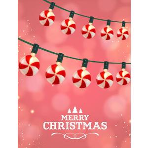 Vintage Peppermint Christmas Lights-10.5FT 10 LED Connectable Candy Cane String Lights for Indoor Christmas Decorations, Classic Holiday Decor for Xmas Tree, Mantel, Garland & Bedroom