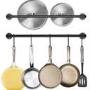 BIHOMIFI Wall-Mounted Utensil Rack Hanger Steel-made Kitchen Utensil Rack Organizer Pot Pans Wall Hanger Holder for Rustic Iron Kitchen Organizer with Ten Hanging Hooks（2 Pack）