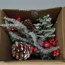 Small Christmas Tree Tabletop Artificial Mini Christmas Tree Decorations with Holiday Ornaments Red Berry Pine Cone Greenery for Home Indoor Fireplace Mantel Xmas Decor (Tree Stump-Red)
