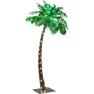 LIGHTSHARE 7FT Lighted Palm Tree, Green LED Artificial Tree for Patio, Poolside, Tropical Summer Dcor, Indoor Outdoor Use