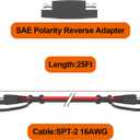 OYMSAE 25Feet SAE Extension Cable Quick Disconnect Connector 16AWG for Automotive, Solar Panel, Charging Adapter (25FT)