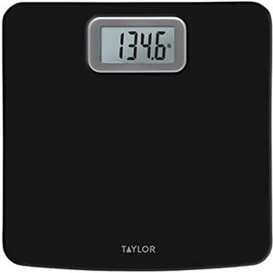 Taylor Digital Bath Scale with Antimicrobial Surface Protection, Bathroom Scale for Body Weight, 400 lbs. Black