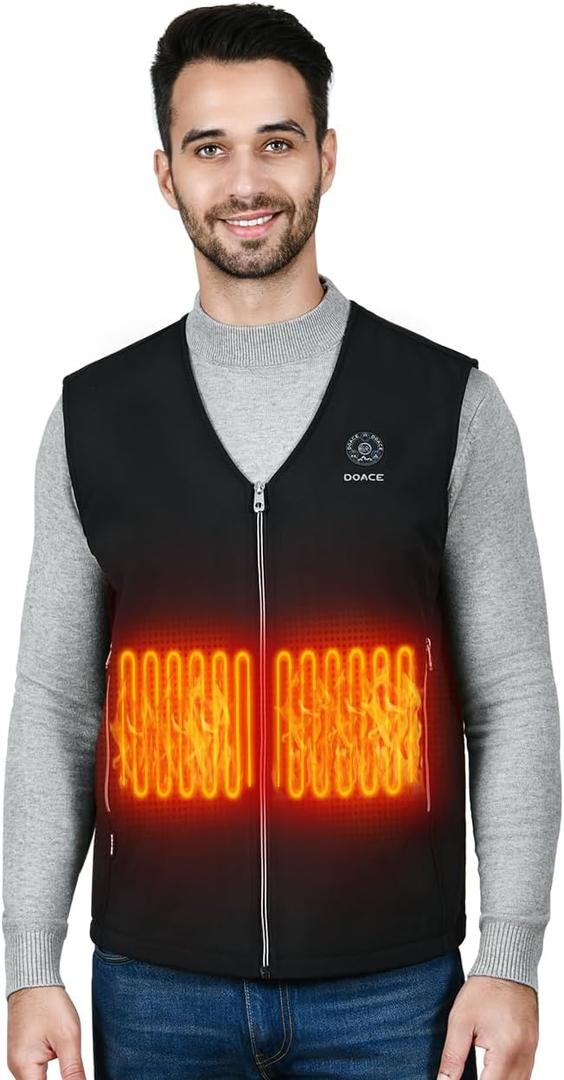 DOACE Heated Vest for Men and Women, Smart Electric Heating Vest Rechargeable, Battery Not Included (XX-Large, Black)