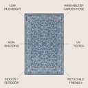 JONATHAN Y Vintage Filigree Indoor Outdoor Round Area Rug 4 Ft Navy/Gray, Charleston Textured Weave for Backyard, Patio, Porch, Easy-Cleaning, High Traffic, Pet-Friendly, Non-Shedding (SMB106D-4R)