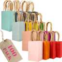 qiqee 100Pcs Mini Size Paper Gift Bags with Handles - 4.5"2.5"6" Kraft Small Party Bags - 16 Solid Colors