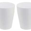 Feisco Small Trash Can,Plastic Round Bathroom Wastebasket Garbage Can for Bathroom Bedroom Kitchen Office (White, Pack of 2)