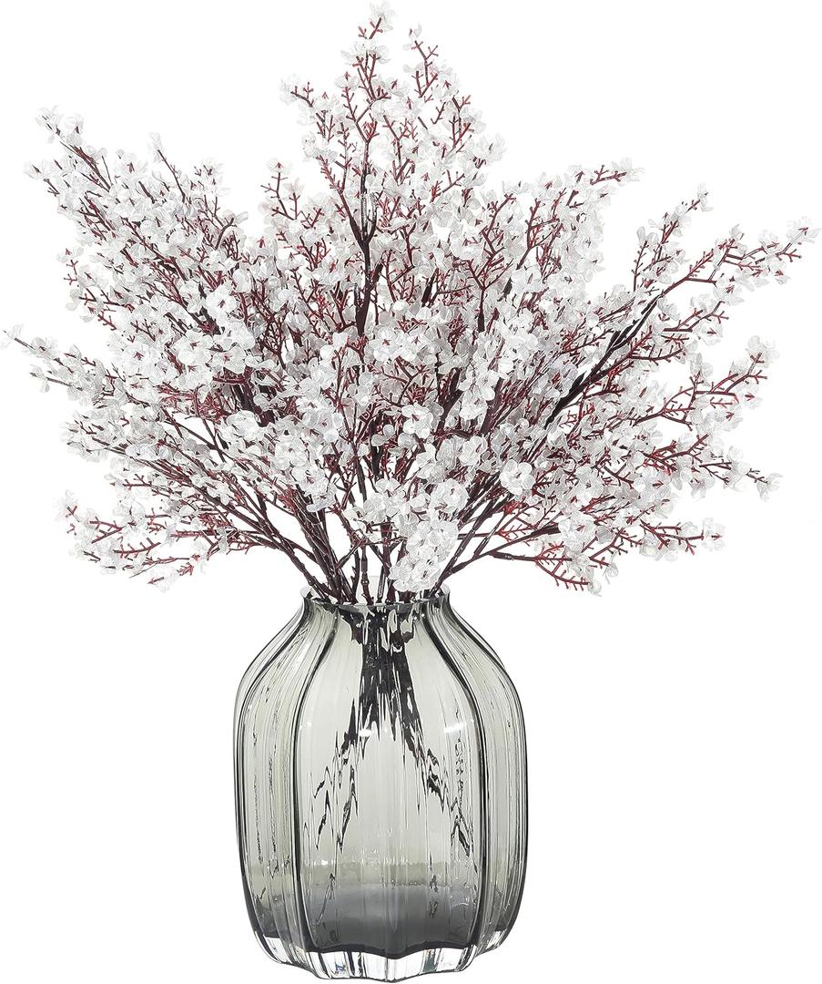 JAKY-Global Babys Breath Fabric Cloth Artificial Flowers 6 Bundle European Fake Silk Plants Decor Wedding Party Decoration Bouquets Real Touch DIY Home Garden (Silver 6pcs)