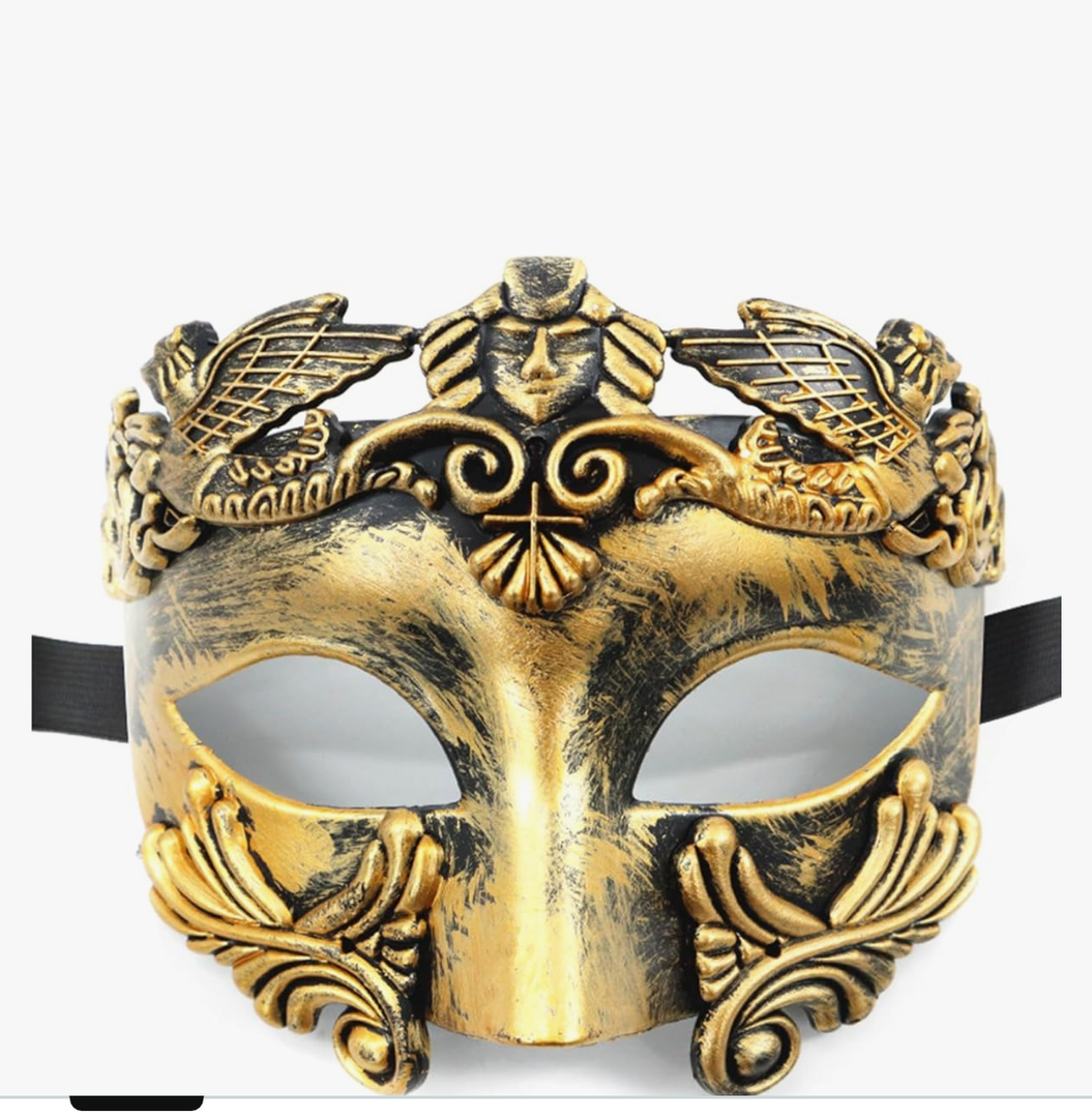 JOYFISCO Masquerade Mask for Men Vintage Roman Greek Venetian Mask for Halloween Mardi Gras Prom Ball Cosplay Party Costume