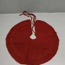 Small Tree Skirt for Tabletop Christmas Tree, Burgundy Cable Mini Tree Skirt with Lace-Up Tie Closure Vintage Farmhouse Christmas Decorations(Red,17.5)