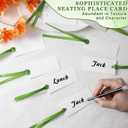 50 Pack Table Name Cards with Green Ribbon Blank Wedding Place Card 1.57''x3.54'' Name Place Cards for Table Setting Hanging Gift Tags for Wedding Dinner Party Banquet Events