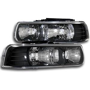 For Chevy Silverado/Tahoe/Suburban Crystal Headlights Black