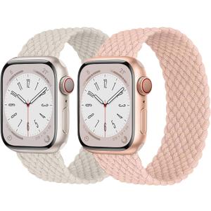 2 Pack Braided Solo Loop For Apple Watch Band 40mm 41mm 42mm 44mm 45mm 46mm 38mm 49mm Ultra 3 2 Women men,Stretchy Woven Nylon Elastic Strap Wristbands For iWatch Series 11/10/9/8/7/6/5/4/3/SE 2/SE 3