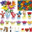 Flowers Building Blocks Succulents Botanical Toys Advent Calendar 2025 24 packs Fake Flower Building Sets Blind Box Toy Set for Home, Kitchen, Desk Decor Block Toy,Party Favors for Christmas Birthday Valentine's Gift Adults Kids Girl 6+