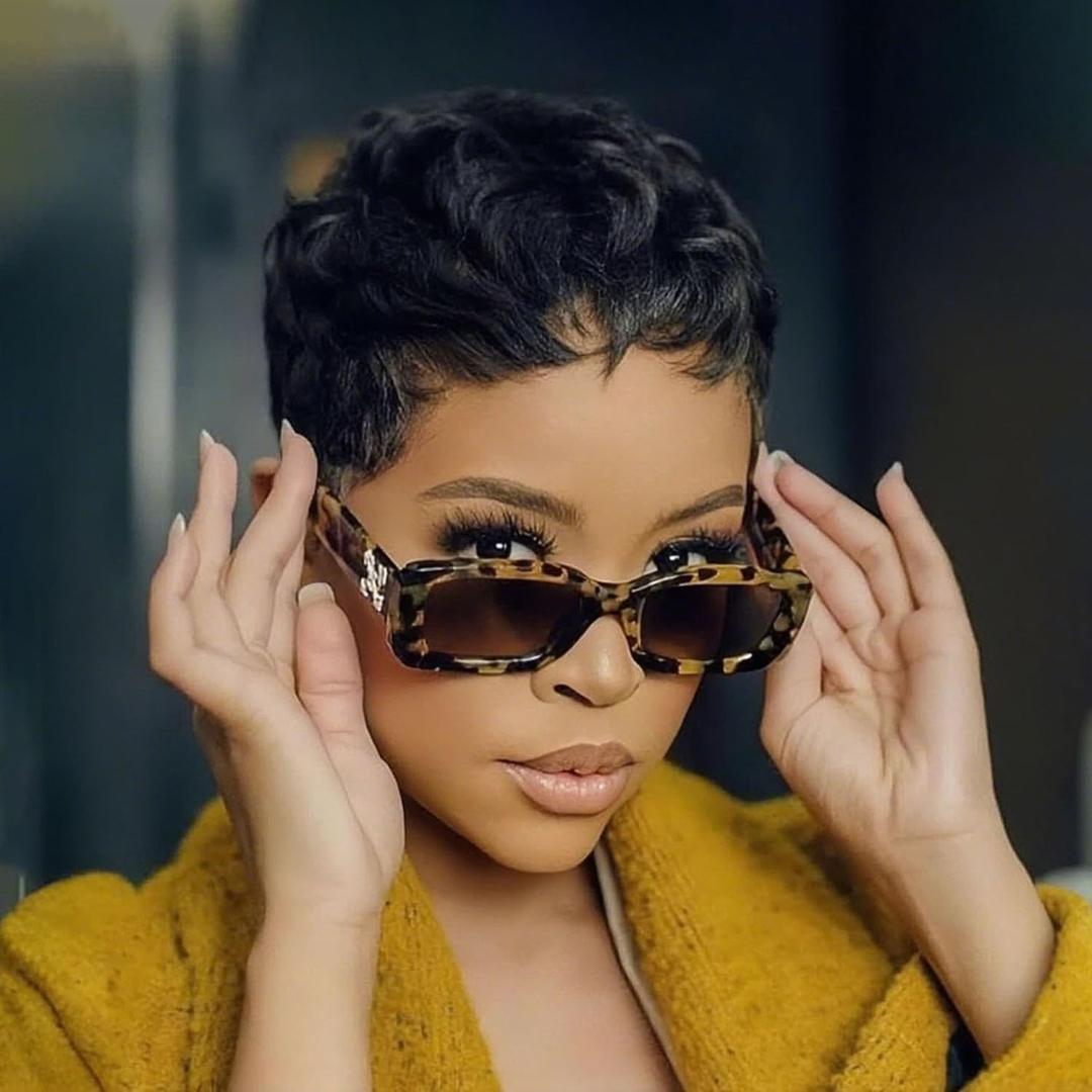 VRZ Pixie Cut Wig for Black Women Human Hair Pixie Wigs for Women Straight Human Hair Glueless Layered Full Machine Made Wigs Throw On and Go Wig for Daily Use Black Color
