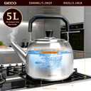 GEDO Stainless Steel Whistling Tea Kettle, 304 Food Grade, Large Capacity, Stovetop Kettle for Gas Stove and Induction Cooktop (5L/5.28QT)