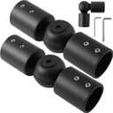 Heavy Duty Hinged Elbow Connector Curtain Rod Corner Connector Elbow Connector for 1 Inch Bay Window Curtain Rods, Black Color, (Set of 2)