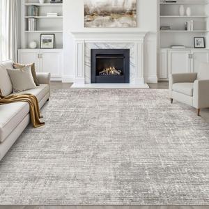 8x10 Area Rugs Living Room: Washable Large Neutral Rug Abstract Soft Modern Stain Resistant Indoor Floor Non-Slip Carpet for Bedroom Nursery Kids Office Playroom Dining Room Under Table- Brown Gray