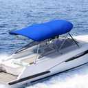 KING BIRD 3-4 Bow Bimini Boat Top Cover Sun Shade Boat Canopy Waterproof 1 Inch Stainless Aluminum Frame 46" Height with Rear Support Poles and Storage Boot 6 Colors -11 Sizes
