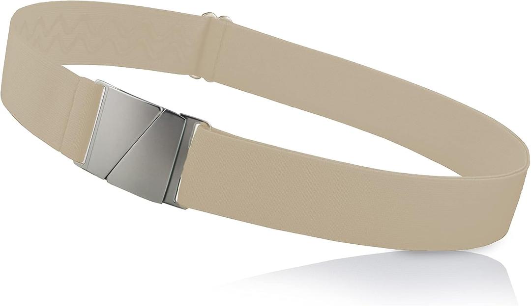 ONE-BELT No Show Invisible Elastic Belts for Women & Men 1.5" adjustable Non Slip Fits waist upto 50 Inch. Designed in USA. (Beige)