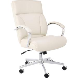 Amazon Basics Executive Desk Chair with Easy Assembly, 275lb Capacity, Oversized Cushion, 29.13"D x 25.2"W x 43.11"H, Ivory Bonded Leather