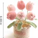 Hand Crocheted Tulip Potted Plants, Home Central Decorative Tables, Shelves, and Creative DIY for Christmas, Thanksgiving, Birthdays and Housewarming (Pink)