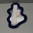 Irregular Wall Mirror Living Room Decor, Decorative Wavy Funky Mirrors with Flocking Touch, Modern Asymmetrical Mirror for Hallway Entryway Staircase Bathroom Bedroom (Dark Blue) (16x10")