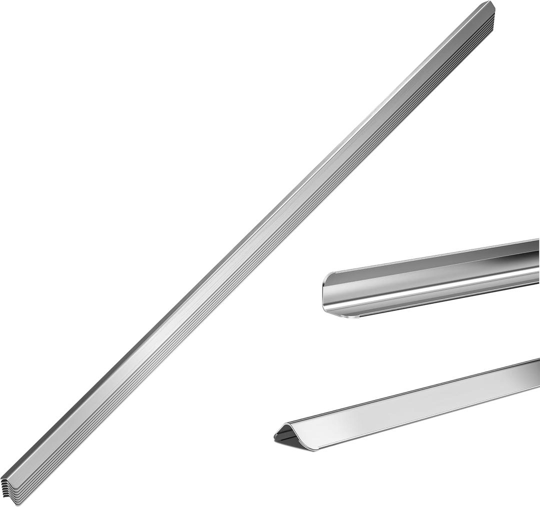 0.5x0.5x48 Inches 304 Stainless Steel Wall Corner Guards (5-Pack) Heavy Duty Rounded Corner Protector, Smooth Folded Edge Design for Wall Protection Stainless Steel Slab