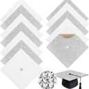 Gersoniel 12 sheets Rhinestone Grad Cap Topper with Construction Paper for Graduation Hat Bling Decoration 10 x 10 '' Card Stock Grad Cap for Photo DIY Graduation Hat Topper Cover Party Decor(Sliver)