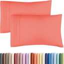 King Standard Pillow Cases Set of 2 - Ultra-Soft Hotel Quality Pillowcase Covers - Comfy, Cozy & Fade Free - Wrinkle Resistant - Machine Washable Pillow Protectors - 2 Piece Set - Coral