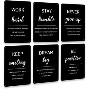 Drsoum Inspirational Office Wall Sign Decor - Motivational Quotes for Living Room - Encouraging Metal Sign for Bedroom - Sayings for Wall Decor - 12 x 8 Inch Set of 6
