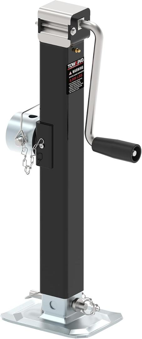 8000LBS Pipe Mount Tongue Jack, 15" Lift, Heavy Duty Swivel Jack with Drop Leg, Weld On Jack for RV, Boat, and Utility Trailers