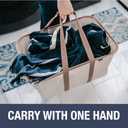 CleverMade Collapsible Laundry Tote 2-Pack (50L) Foldable Carry-All Storage Bin for Laundry, Car Trunk, RV, Dorm & Home Organization LUXE Cotton Blend with Vegan Leather Accents, Cream