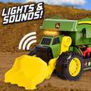John Deere 18" Motorized Dig Rig: 2-in-1 Toy Dump Truck & Front Loader with Realistic Lights & Sounds, Dual Joystick - Kids 3+, Extra Large