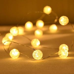 Globe String Lights, Crystal Ball Led String Lights Warm White, 10ft 30 LED Grandhome Fairy Lights Battery Operated Waterproof, 8 Modes with Remote Control, for Indoor Outdoor Bedroom Party Wedding